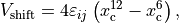 V_{\text{shift}} = 4 \varepsilon_{ij} \left( x_{\text{c}}^{12} - x_{\text{c}}^{6} \right),
