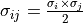 \sigma_{ij} = \frac{\sigma_{i} \times \sigma_{j}}{2}
