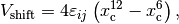 V_{\text{shift}} = 4 \varepsilon_{ij} \left( x_{\text{c}}^{12} - x_{\text{c}}^{6} \right),